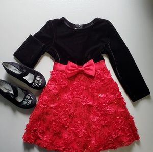 Holiday Little Girls Fancy Velour Sequins Dress 3T